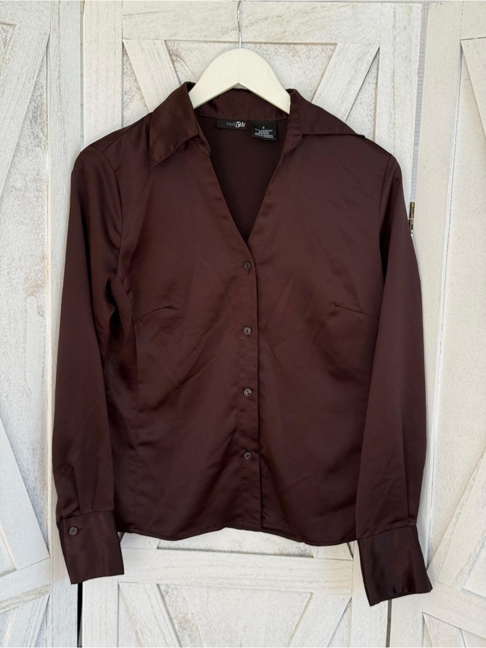 East 5th Chocolate Brown Button-Down Blouse - Women's Long Sleeve